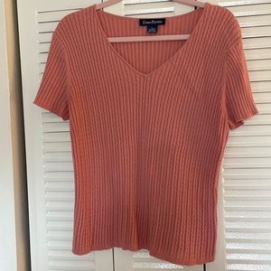 Evan Picone size large short sleeved CableNet sweater